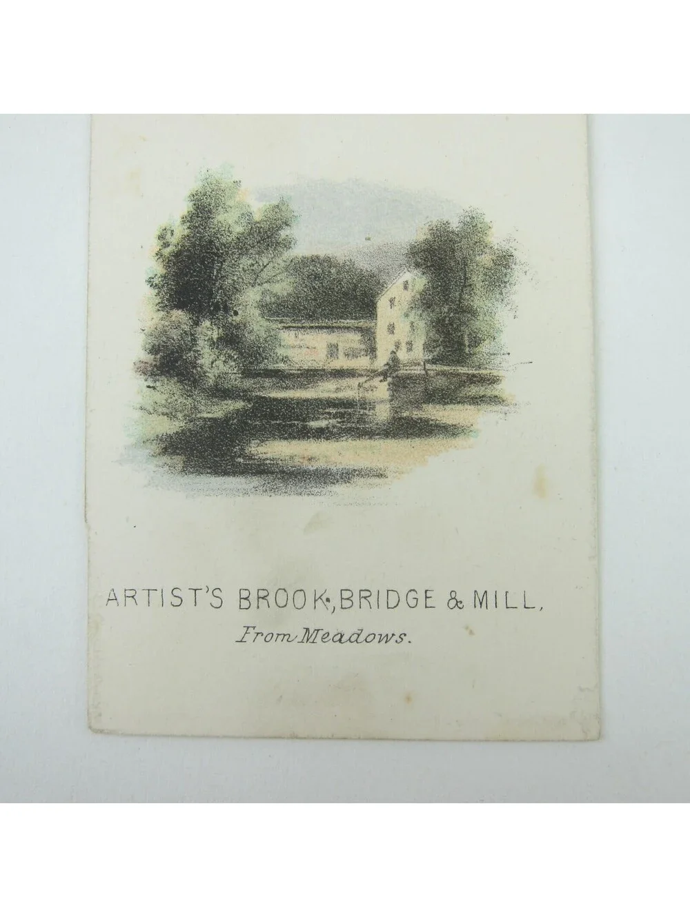 Color Litho Print Artist's Brook Bridge & Mill Meadows North Conway NH Antique